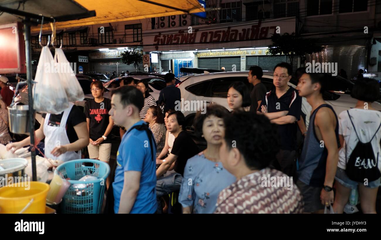 Night Street Food Outdoor Seating Yaowarat Road Chinatown Bangkok
