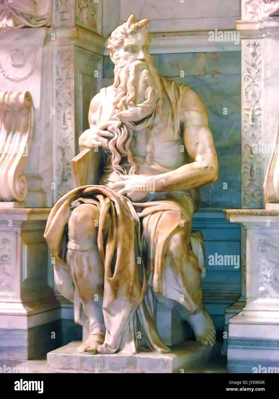 Rome, Italy - May 02, 2014: The statue of Moses sculpted by Michelangelo Stock Photo