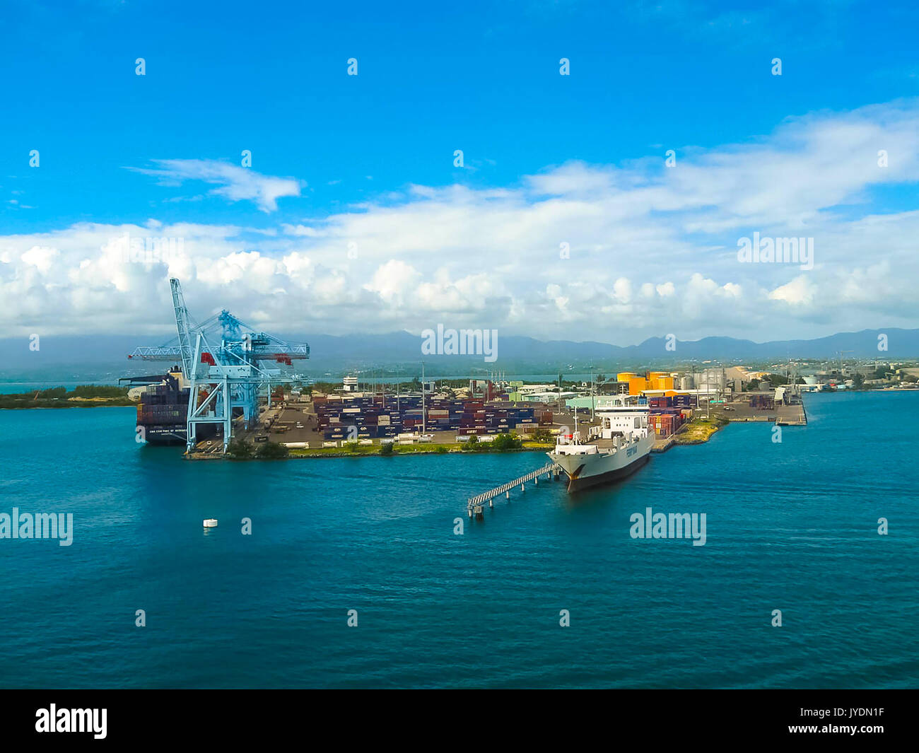 PointaPitre, Guadeloupe February 09, 2013 Cargo ship docked in the