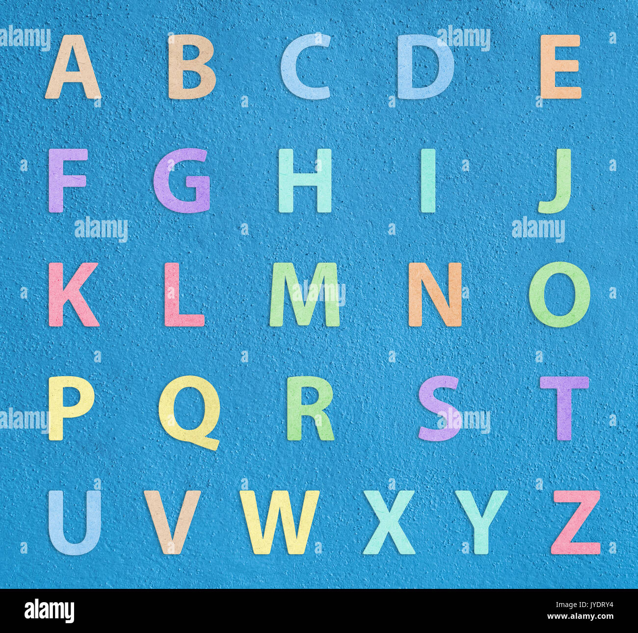 colorful alphabet a to z on blue background Stock Photo Alamy