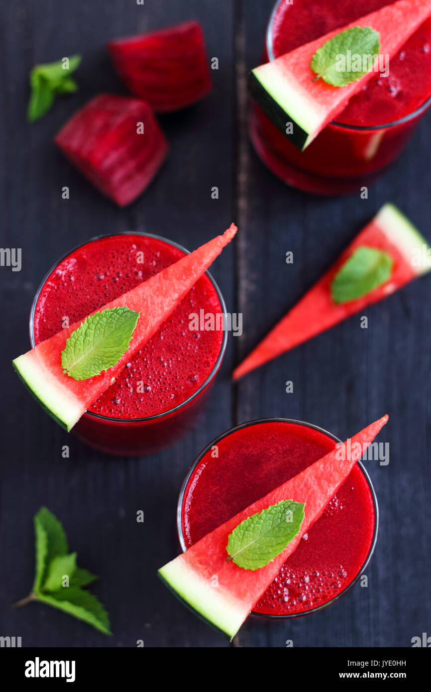 Healthy Beet and Watermelon Juice Stock Photo