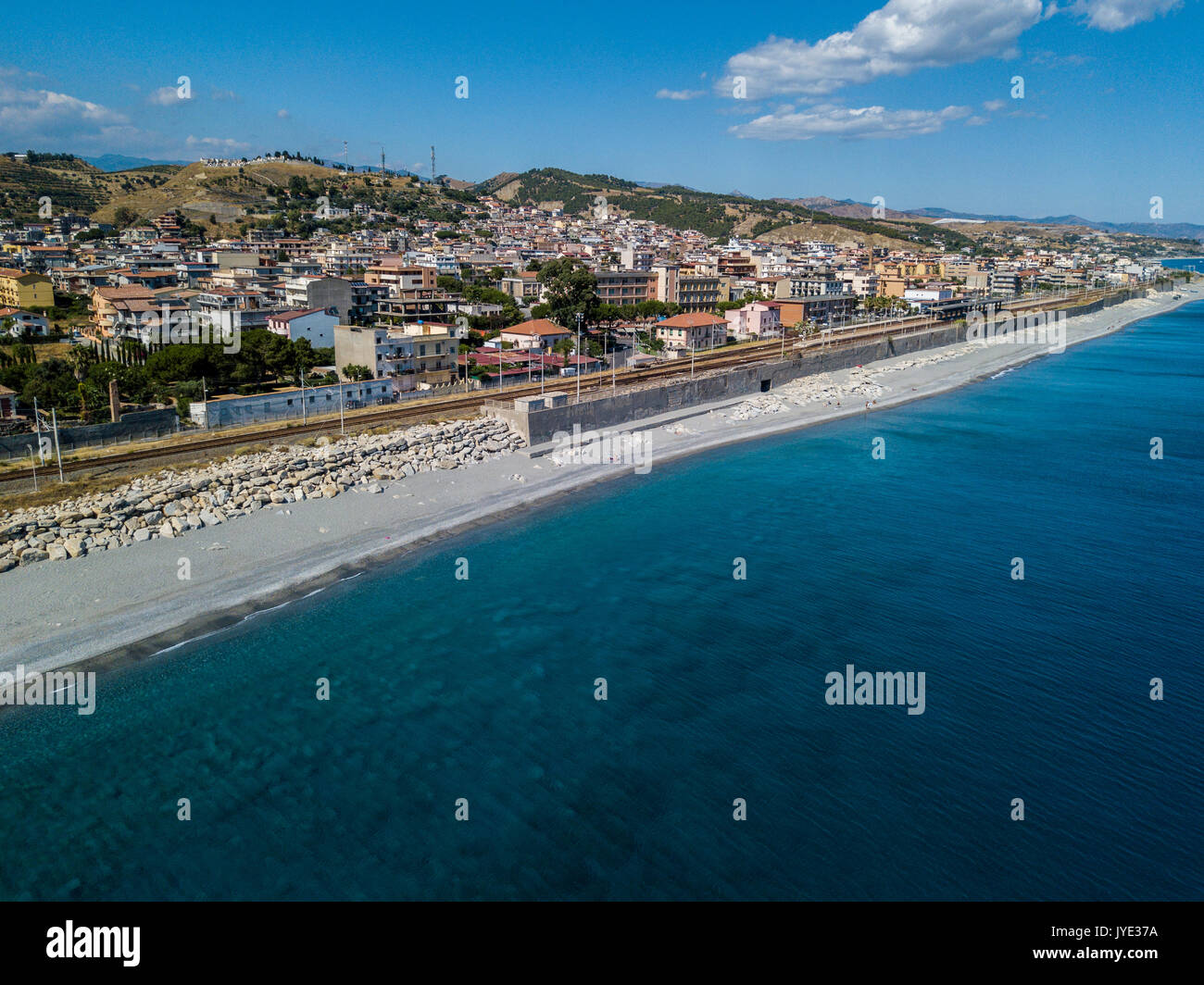 Aerial view beach and sea of ​​Melito di Porto Salvo, coast and hills of  Calabria. Italy Stock Photo - Alamy