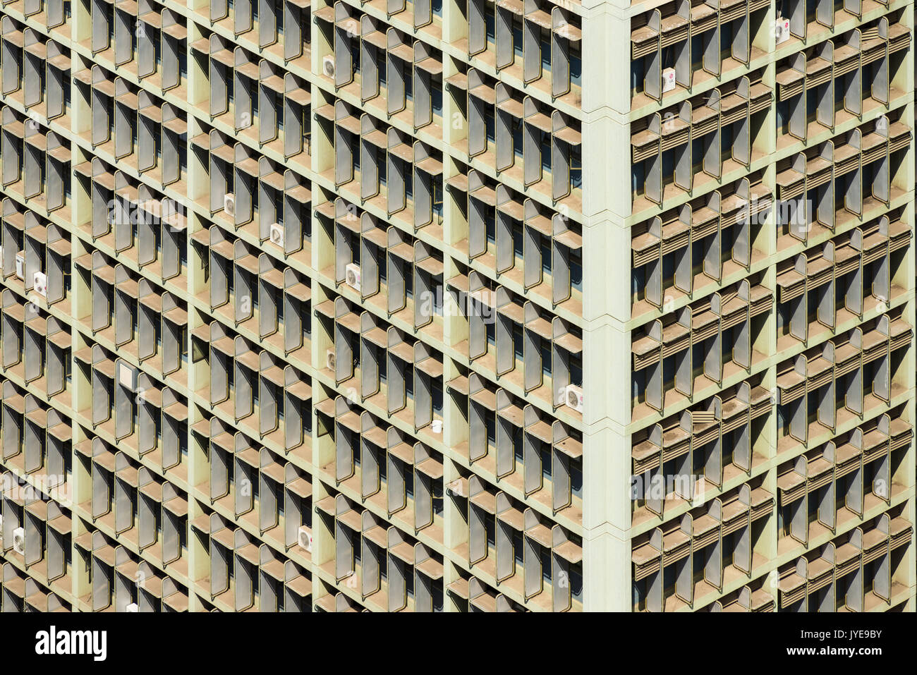 Rows of geometric and isometric windows on skyscraper, Nairobi, Kenya Stock Photo