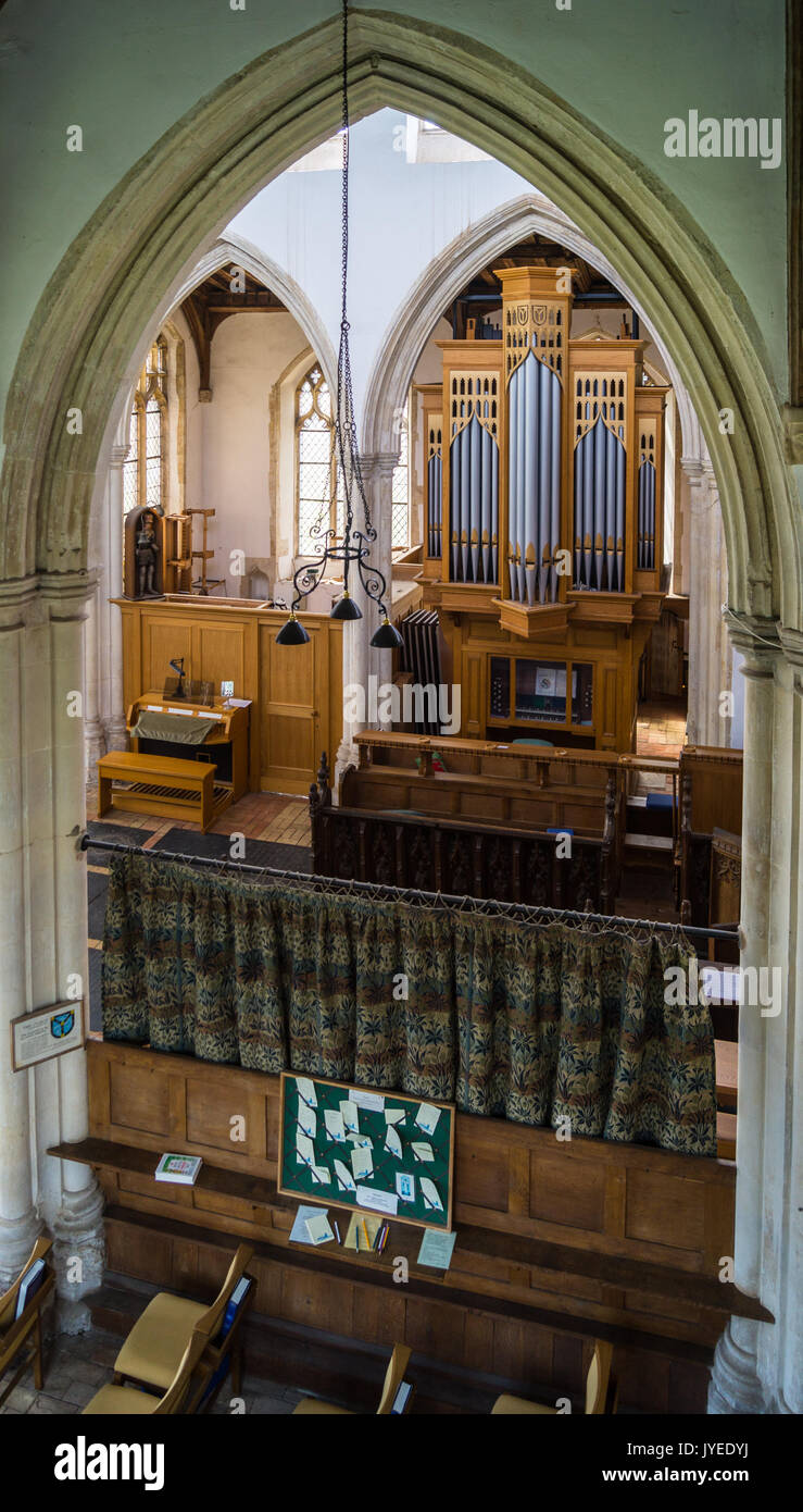 Church organ, Interior of Holy Trinity Church, Blythburgh, Suffolk, England Stock Photo