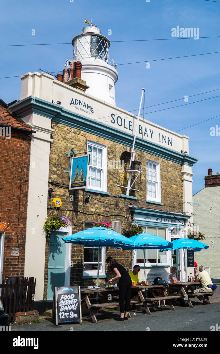 Adnams' Sole Bay Inn and lightouse, Southwold, Suffolk, England Stock