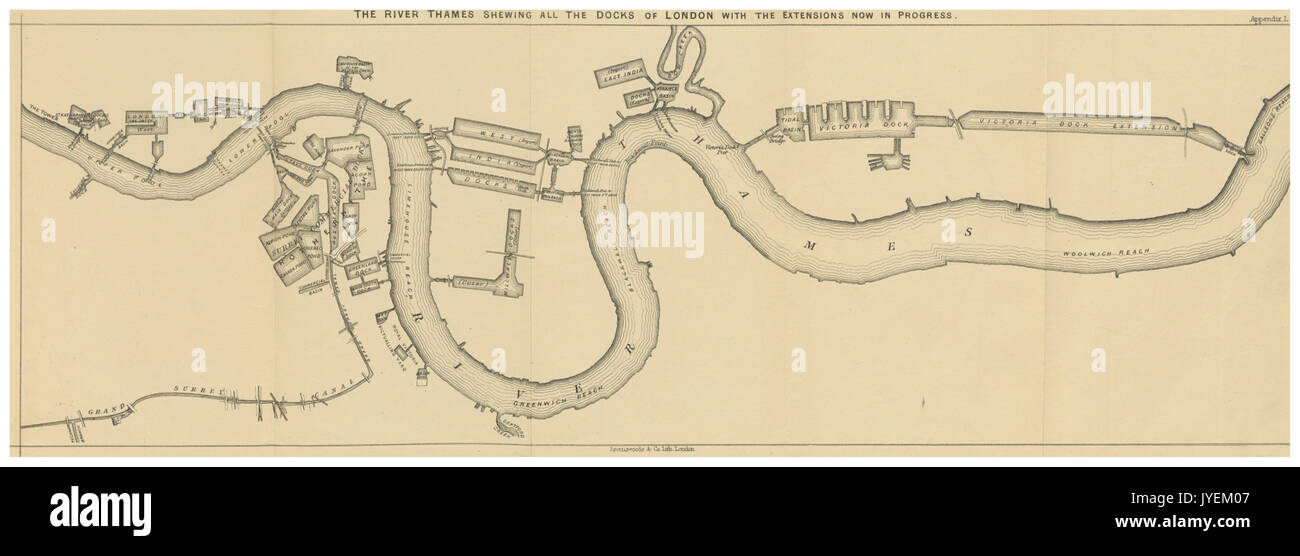 Map of london thames hi-res stock photography and images - Alamy