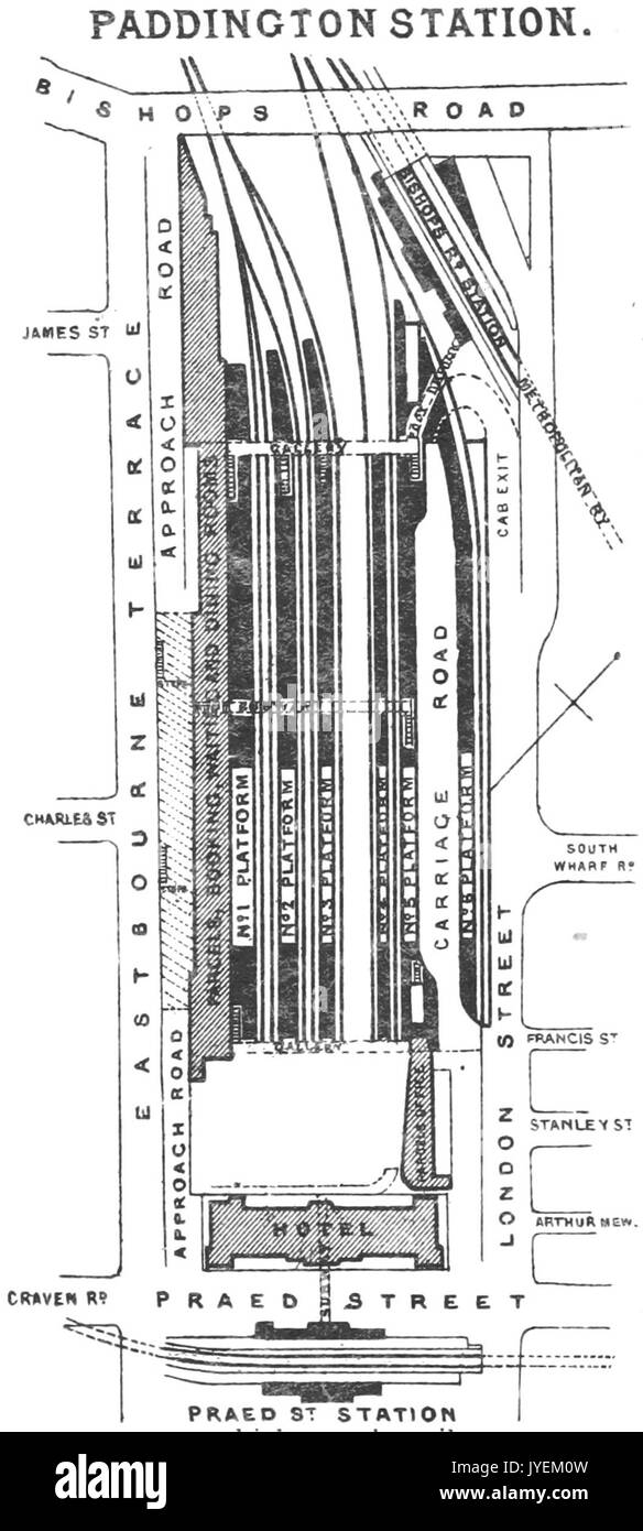 DISTRICT(1888) p140 Paddington Station (plan Stock Photo Alamy