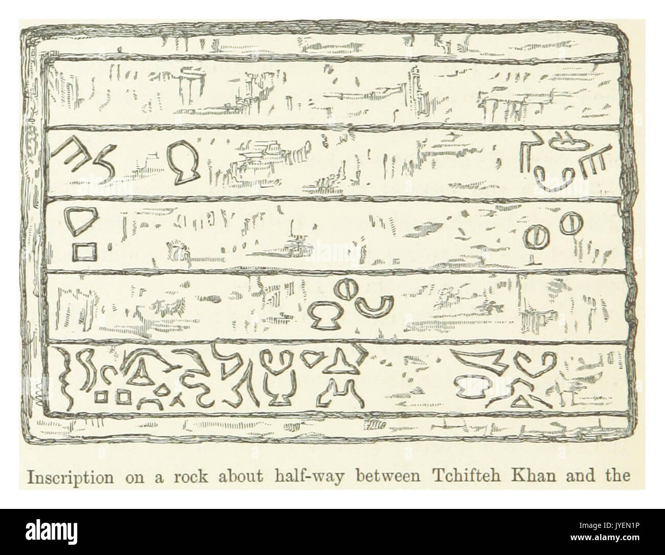 DAVIS(1879) p272 INSCRIPTIONS, HALF WAY BETWEEN TCHIFTEH KHAN AND THE SILVER MINES OF BULGHAR MADEN Stock Photo