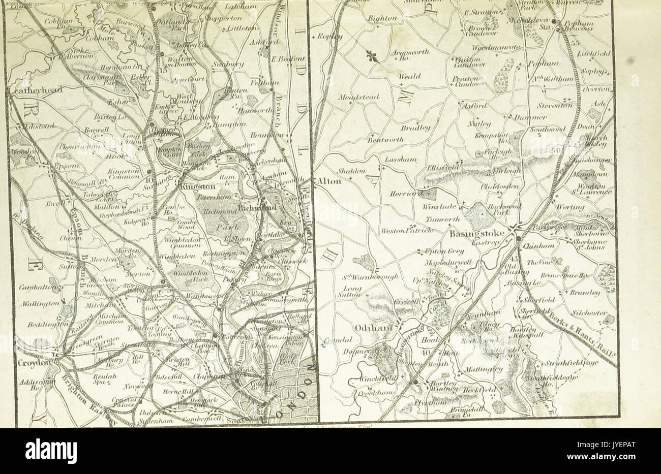 EW(1884) p.101   South Western Railway   London to Southampton (bottom)   A   C Black (pub) Stock Photo