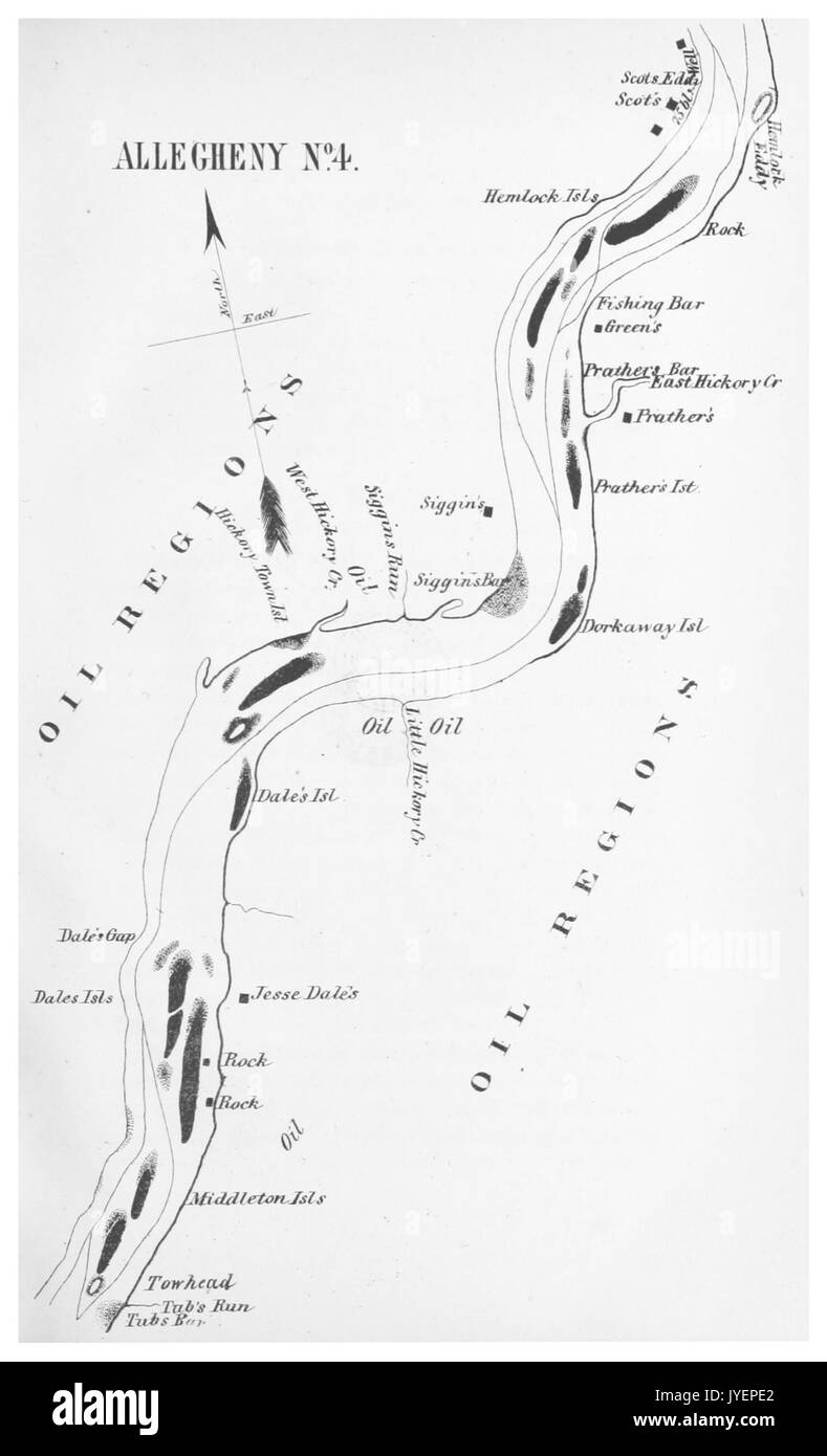GILLELEN(1864) p051 Oil Creek, Allegheny River, Map 4 Stock Photo