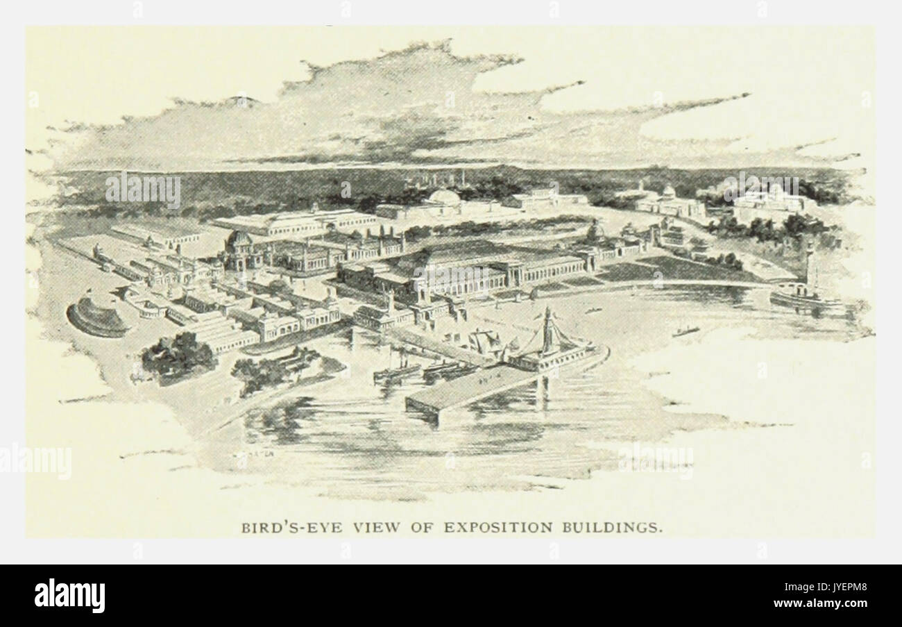 PRR(1893) p111 EXPOSITION BUILDINGS IN BIRD'S EYE VIEW, Chicago Stock ...