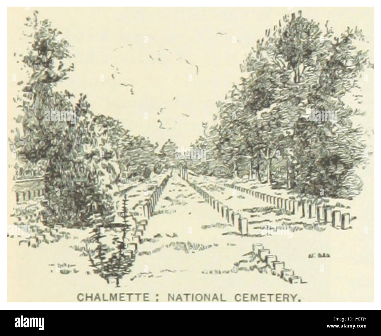 US LA(1891) p299 CHALMETTE, NATIONAL CEMETERY Stock Photo