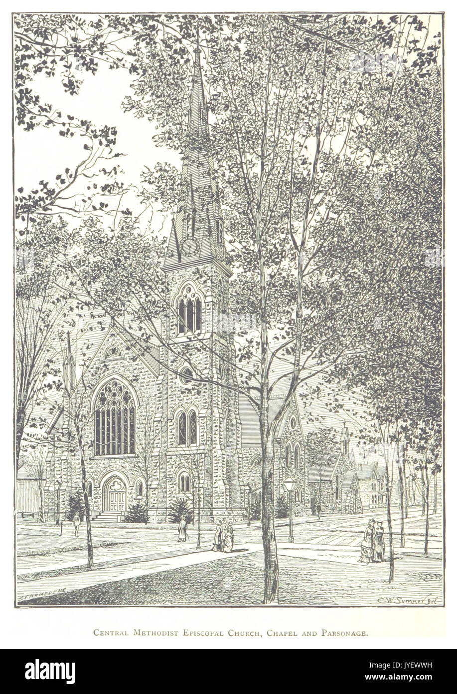 FARMER(1884) Detroit, p620 CENTRAL METHODIST EPISCOPAL CHURCH, CHAPEL AND PARSONAGE Stock Photo