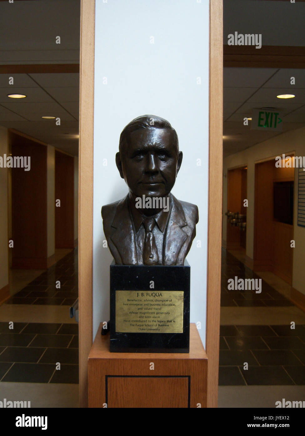 A Bust of J.B. Fuqua in the Hall of Flags at the Fuqua School of Business Stock Photo
