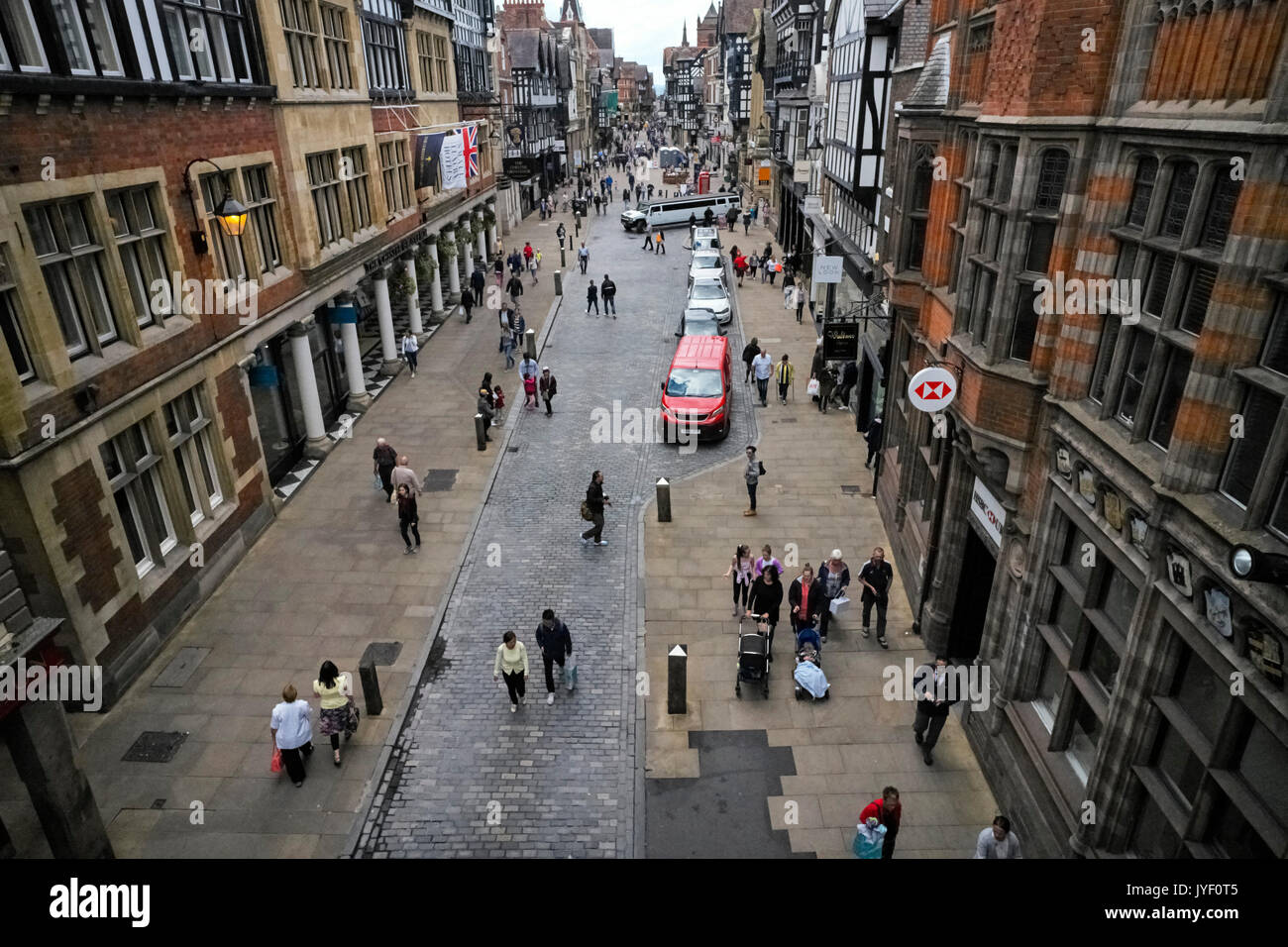 Street in Chester viewed from above Stock Photo