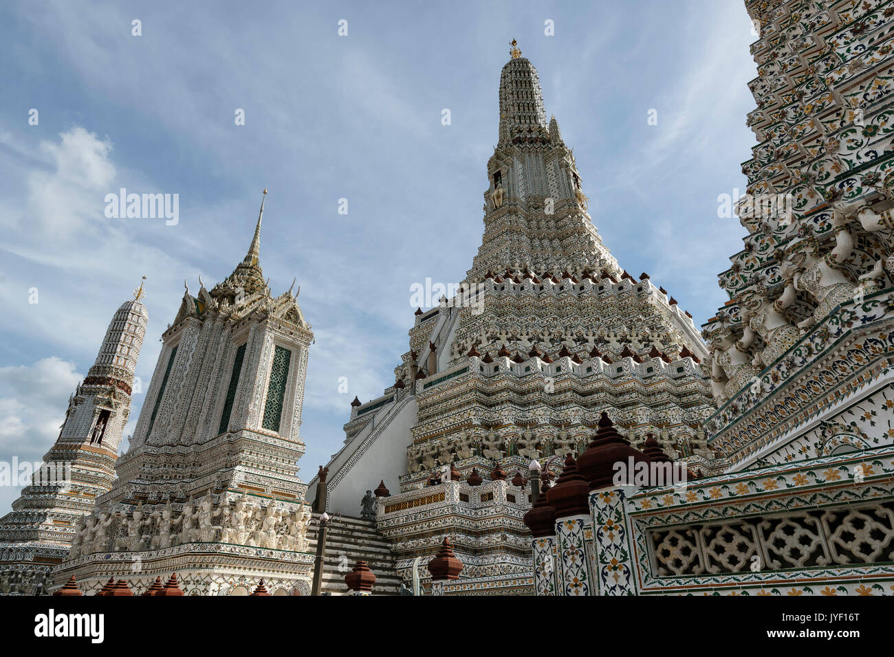 Wat Arun prestigious pagoda after a major renovation in 2016 - 2017, Bangkok, Thailand Stock Photo