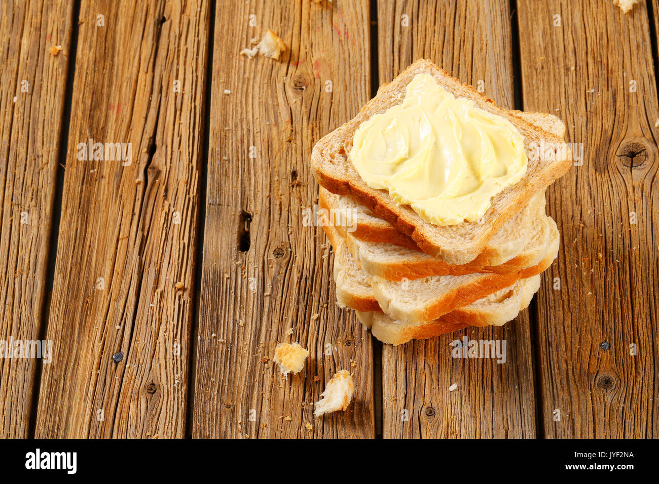 Stack of sandwich bread slices with butter Stock Photo Alamy