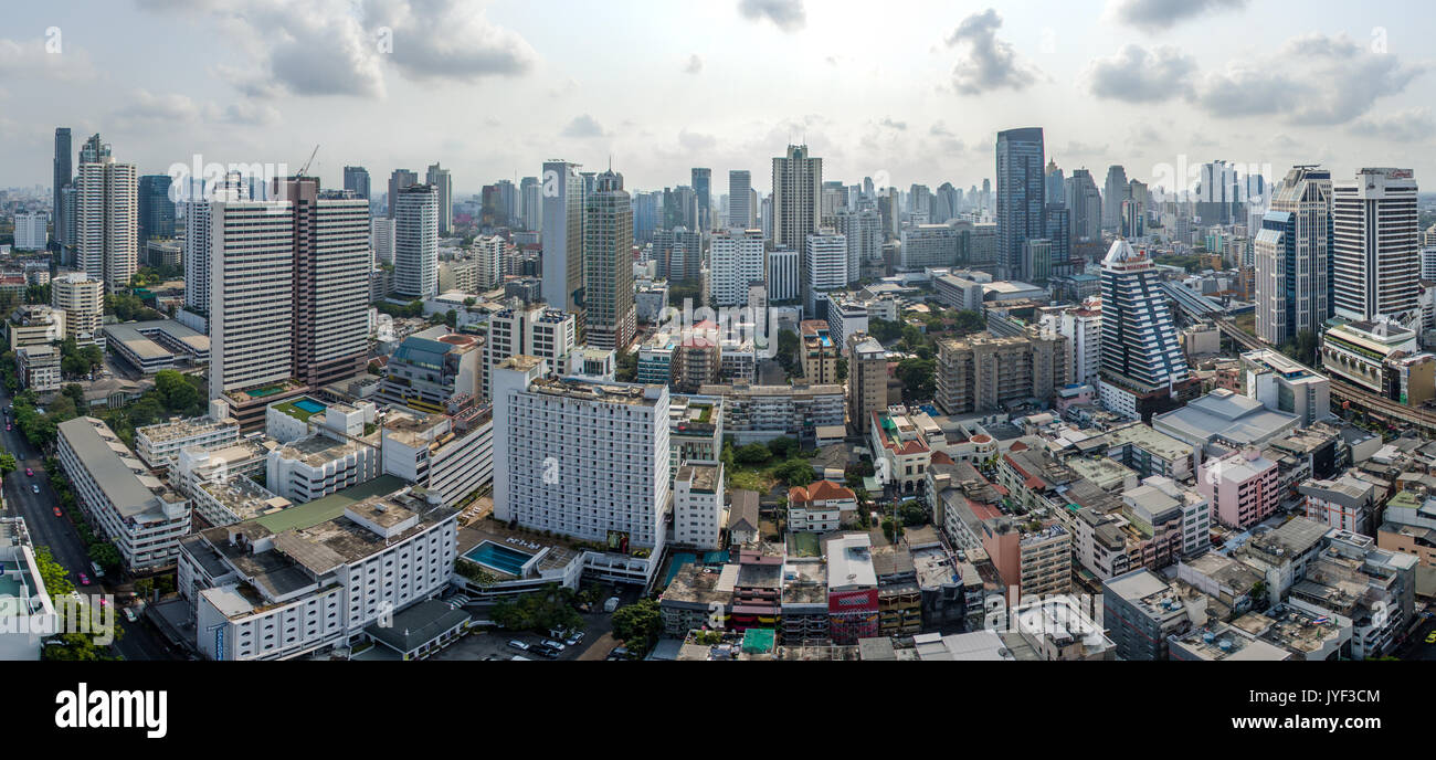Panorama Bangkok City, Nana and Sukhumvit Road, Aerial Photography Stock Photo
