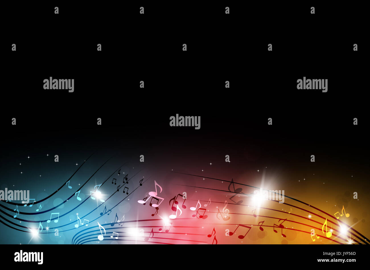 abstract party music notes on multicolor background Stock Photo