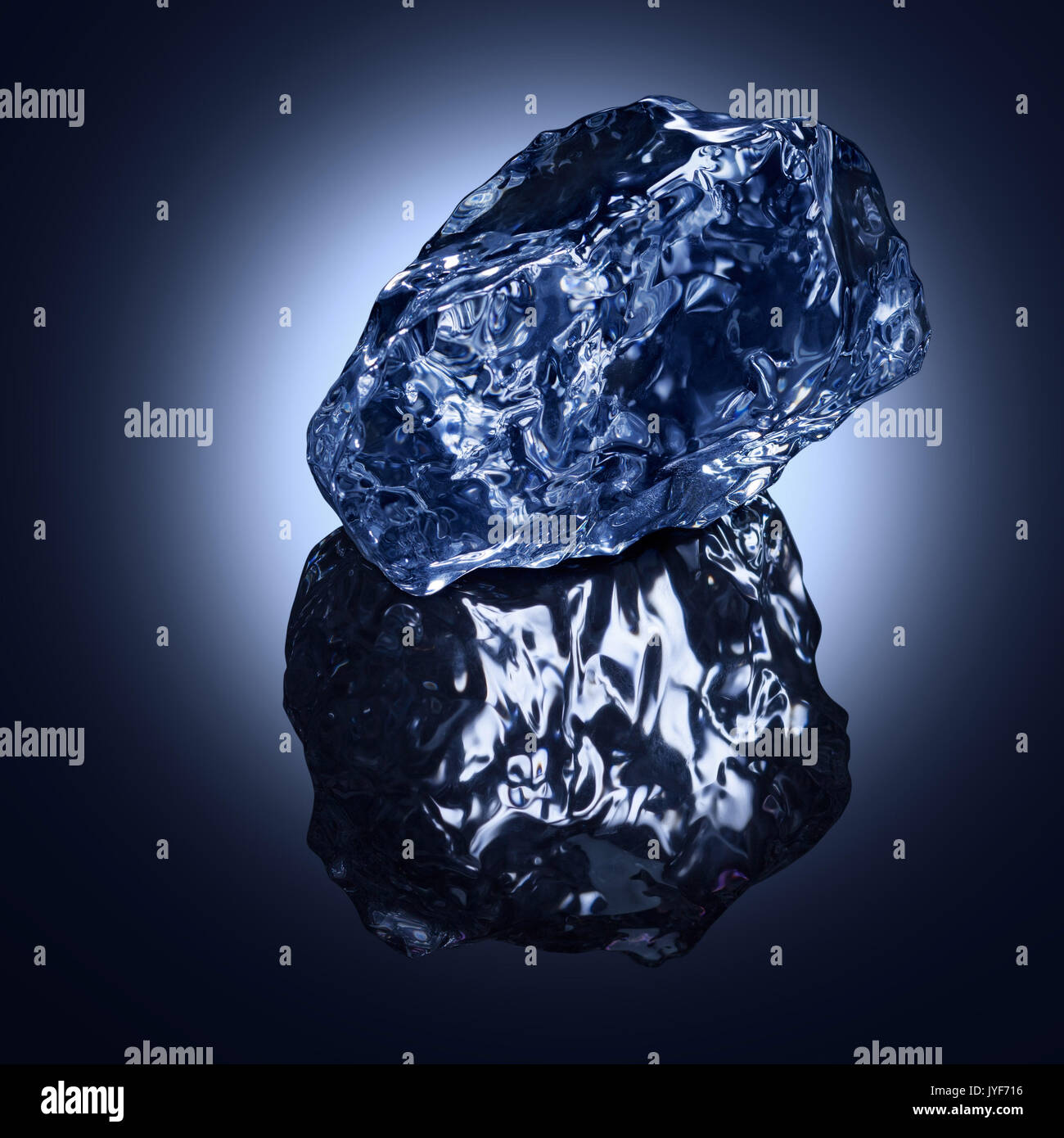 Photo of a professionally formed piece of ice on reflecting surface