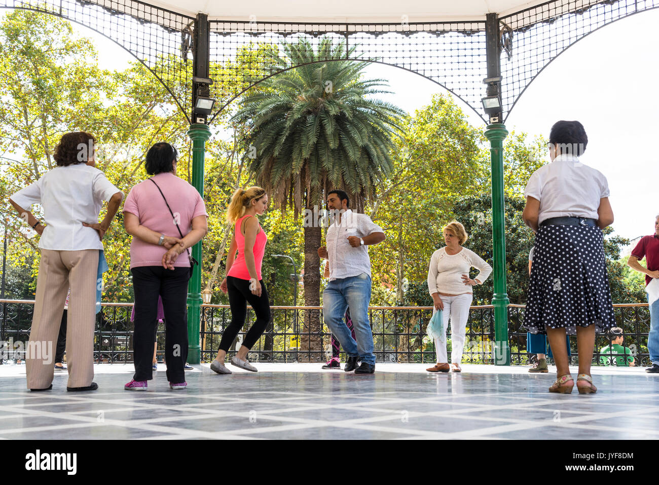 Folkloric dance class in Barrancas park in Belgrano neighborhood of Buenos Aires Tango and Milonga and Zamba Stock Photo