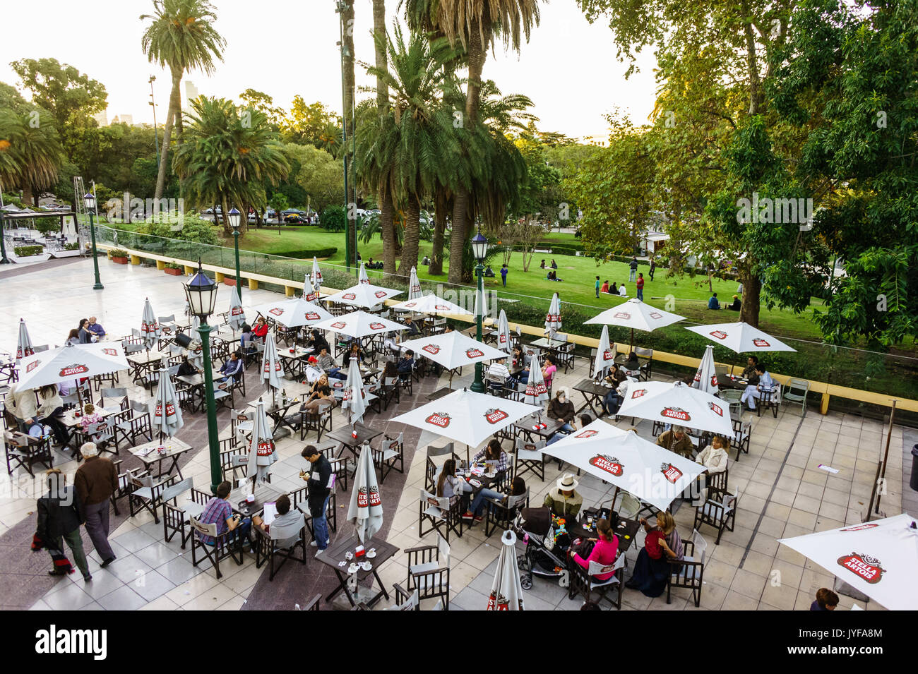 Cafe and park view from the Centro Cultural Recoleta Stock Photo
