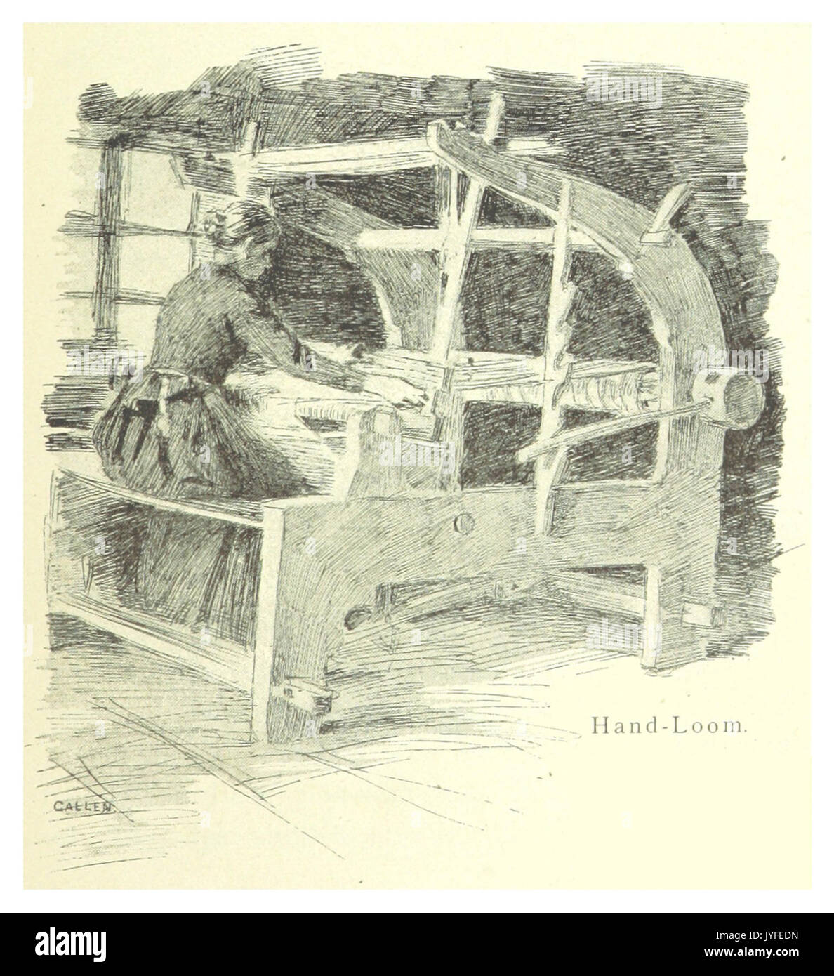 MECHELIN(1894) p103 Hand loom Stock Photo