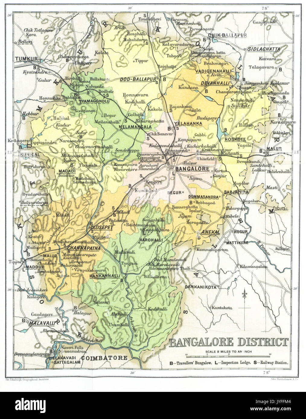 Bangalore map hi res stock photography - Bangalore Gazetteer Map 1897 JYFFM4 