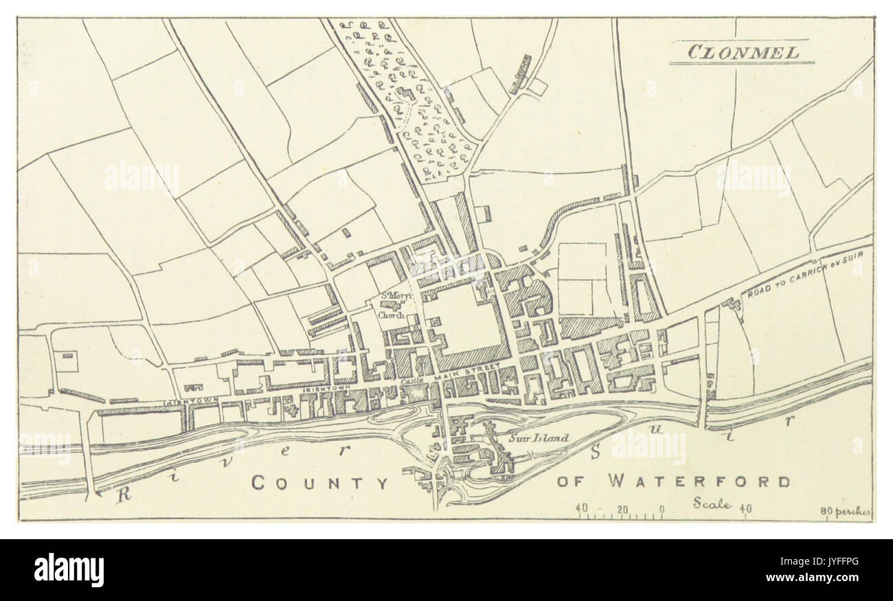 MURPHY(1883) p371 Map of Clonmel Stock Photo