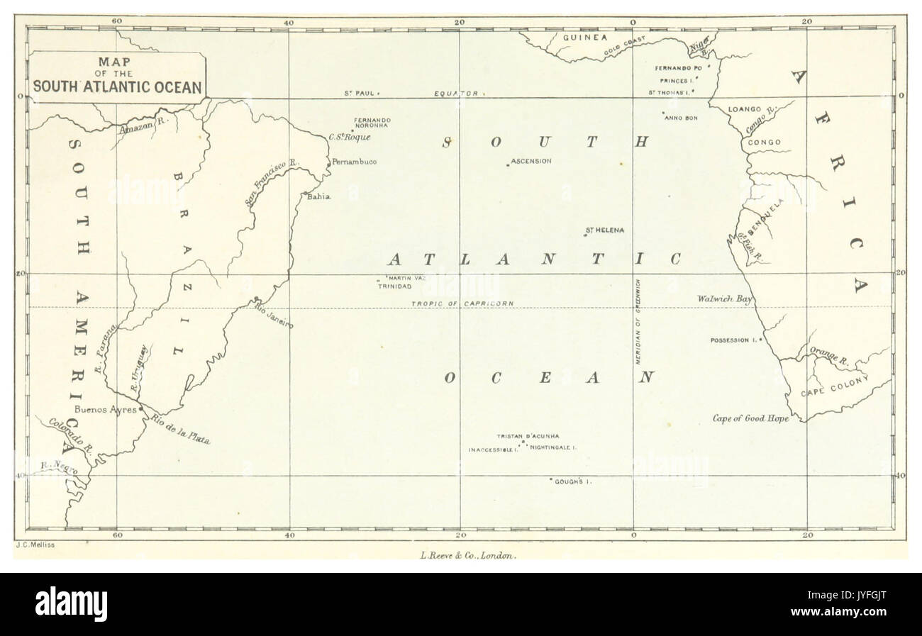 MELLISS(1875) p027   Map of the South Atlantic Ocean Stock Photo