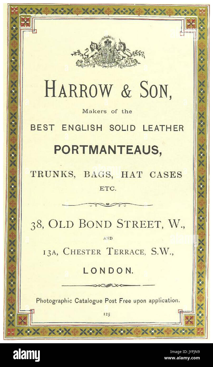 LONDON ILLUSTRATED p1.177 ADS.   HARROW & SON Stock Photo