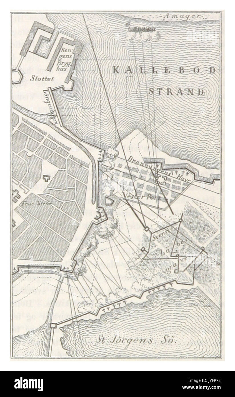 VAUPELL(1870) p1.066 Karte von Befestigungsanlagen der Umgebung von Kopenhagen, 1658 Stock Photo