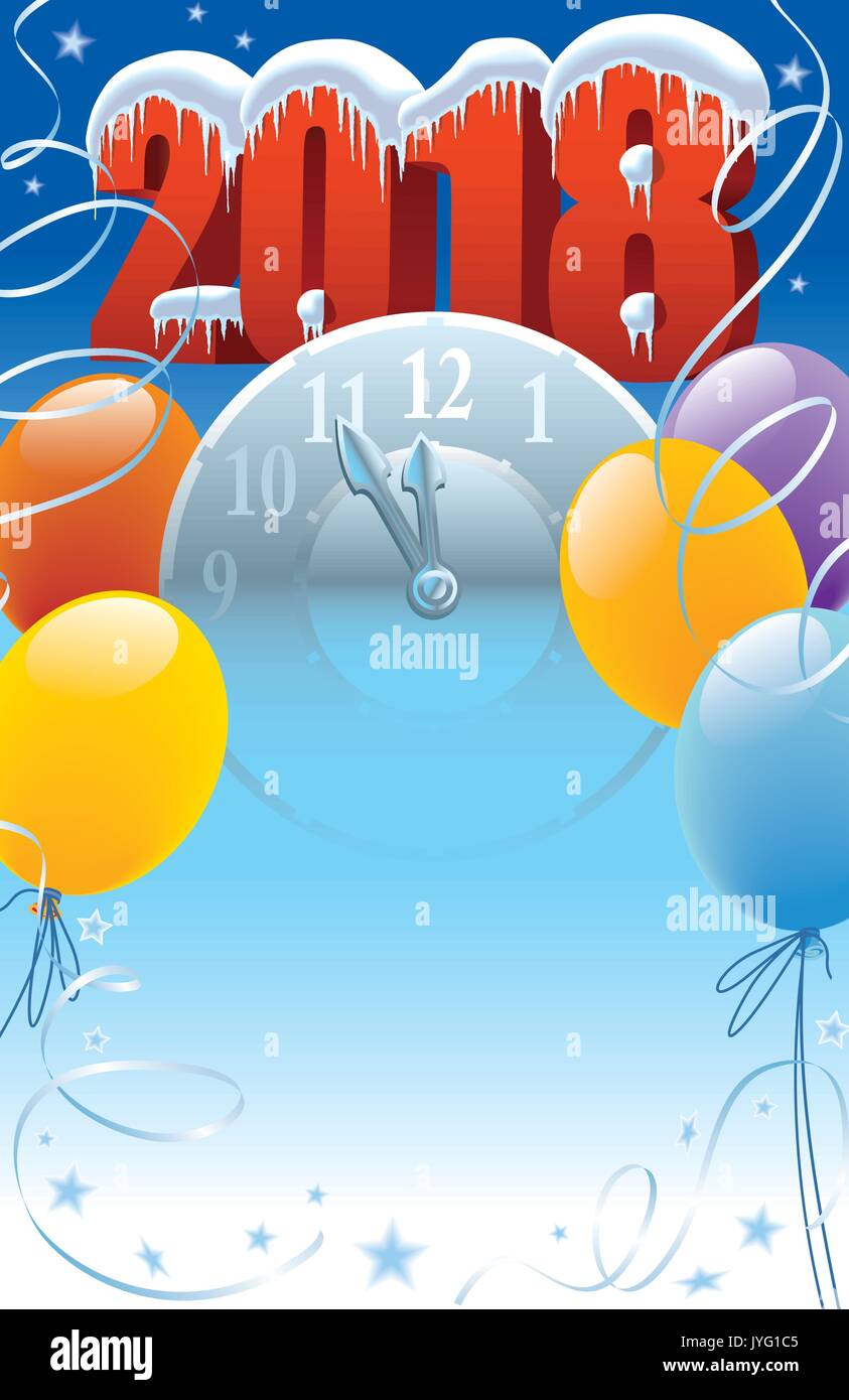 Background with design elements for the poster celebrating New Year 2018 Stock Vector