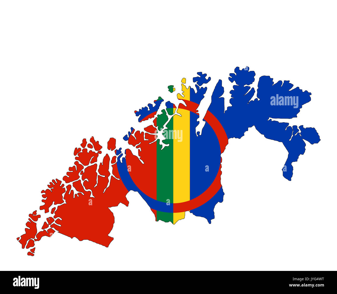 Finnmark and Troms county map merged Stock Photo