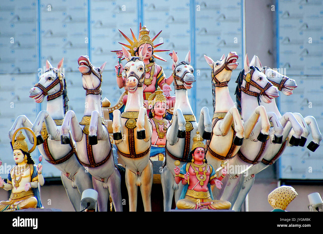 7 horses and the Hindu sun god Surya Stock Photo - Alamy