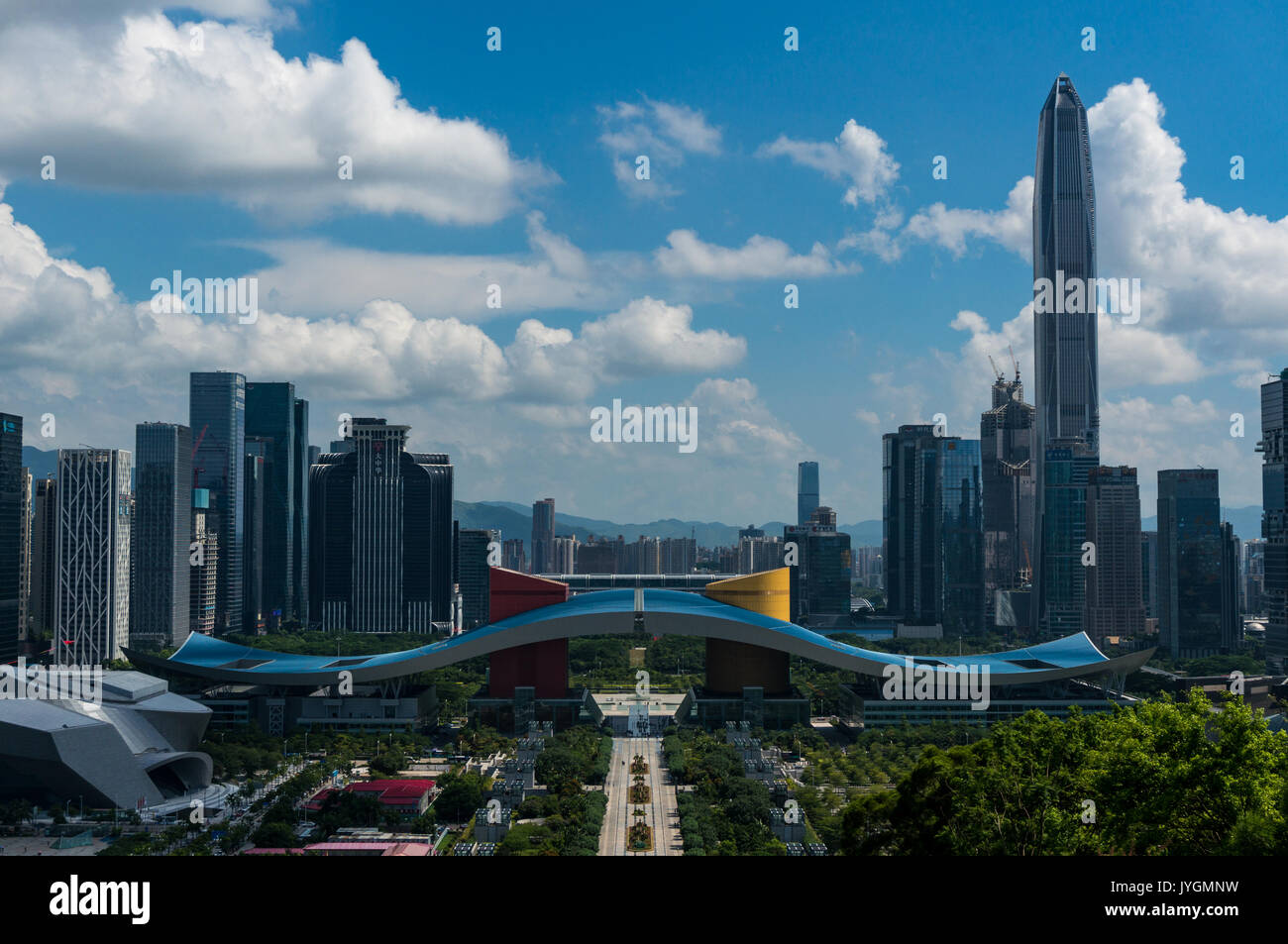 Shenzhen Civic Center, site of Shenzhen's municipal government, in Shenzhen, Guangdong province, China Stock Photo