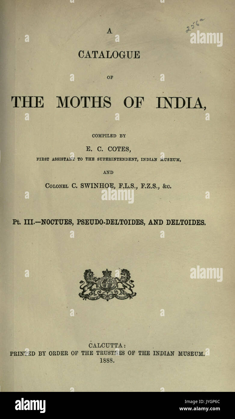 A catalogue of the moths of India BHL22391876 Stock Photo