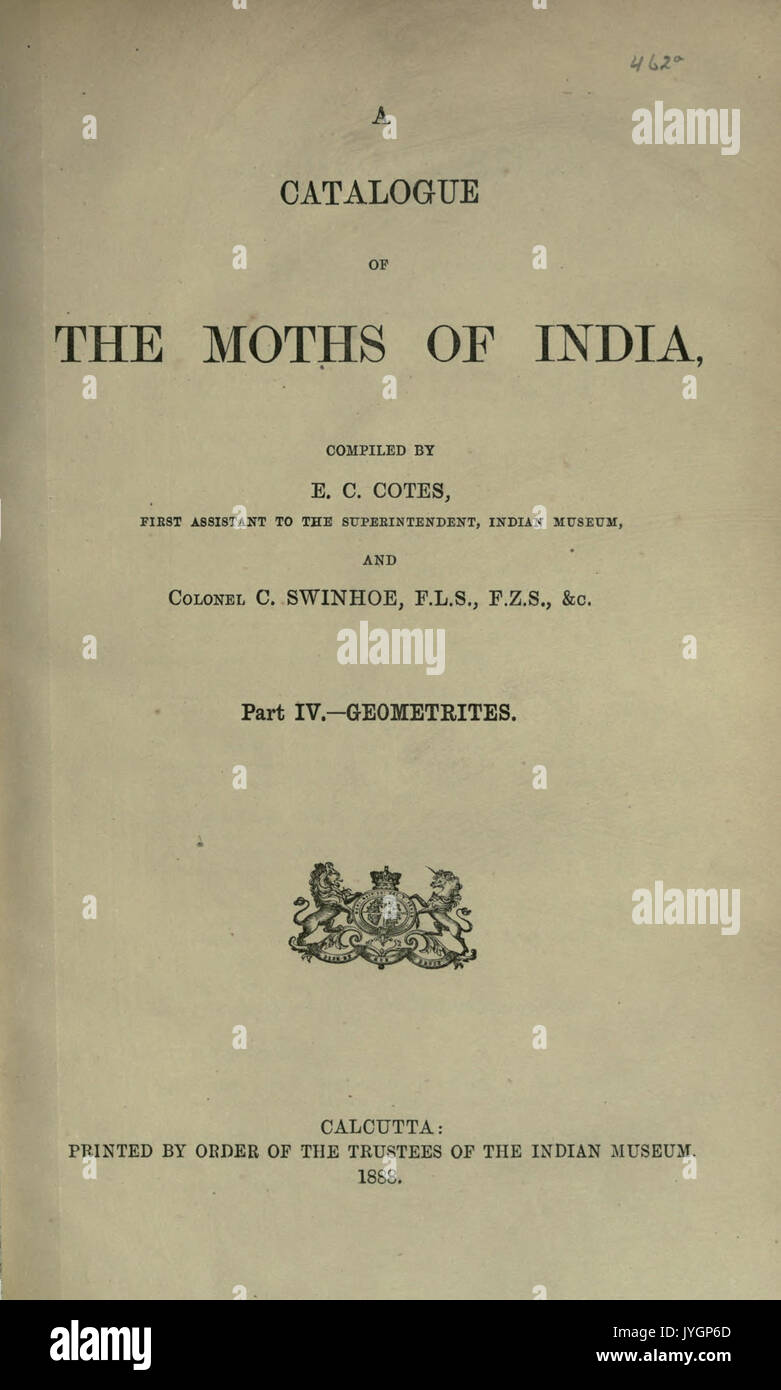 A catalogue of the moths of India BHL22392086 Stock Photo