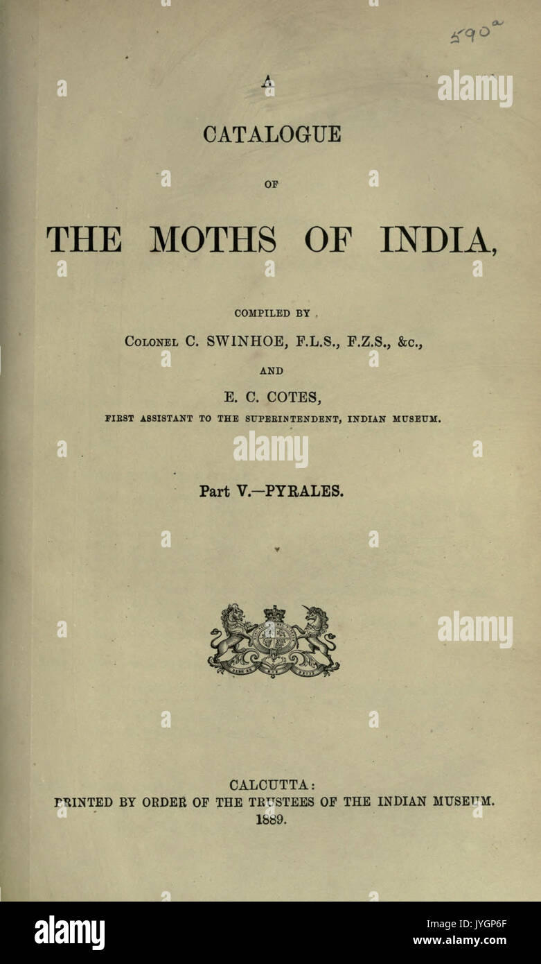 A catalogue of the moths of India BHL22392216 Stock Photo