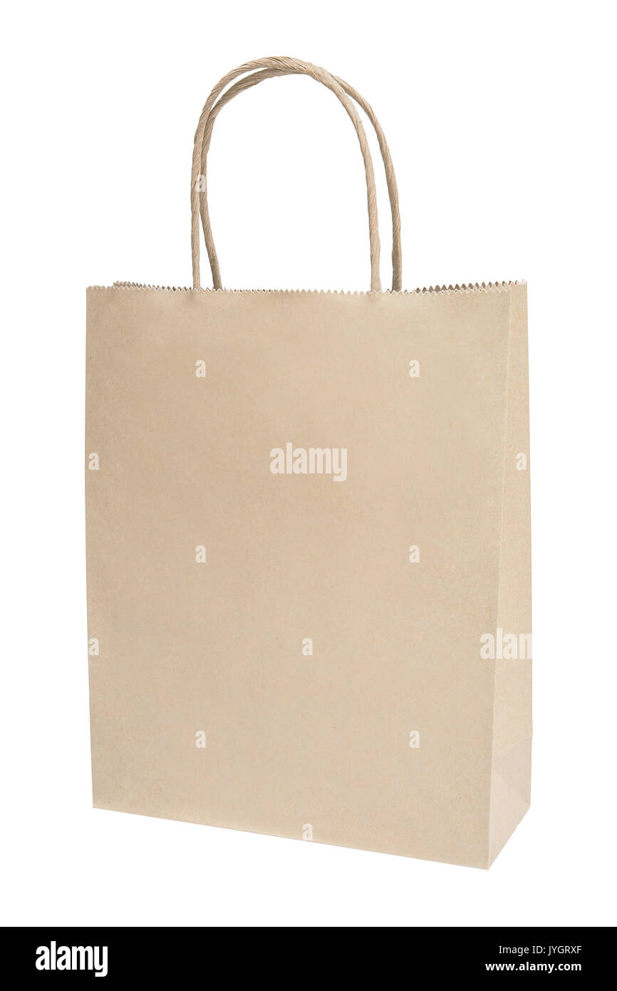 brown paper bag isolated on white Stock Photo
