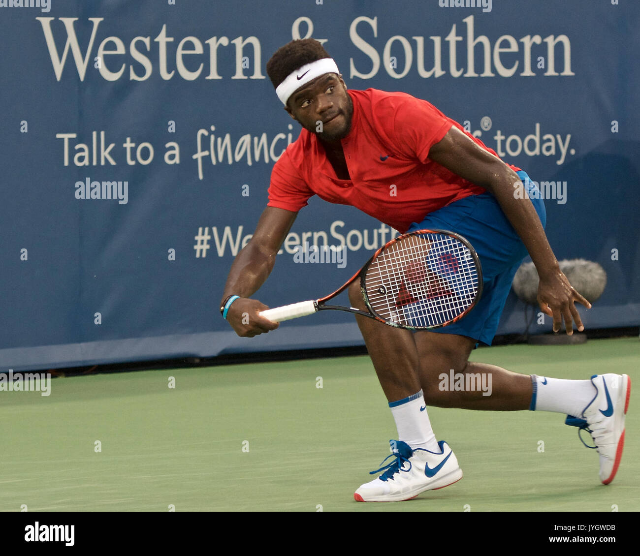 Cincinnati, USA. 17th August, 2017. Frances Tiafoe USA lost in the 3 round of 2017 Western & Southern Open in Cincinnati to John Isner (14) USA 67 (4), 57 Credit: Andrzej Kentla/Alamy Live News Stock Photo