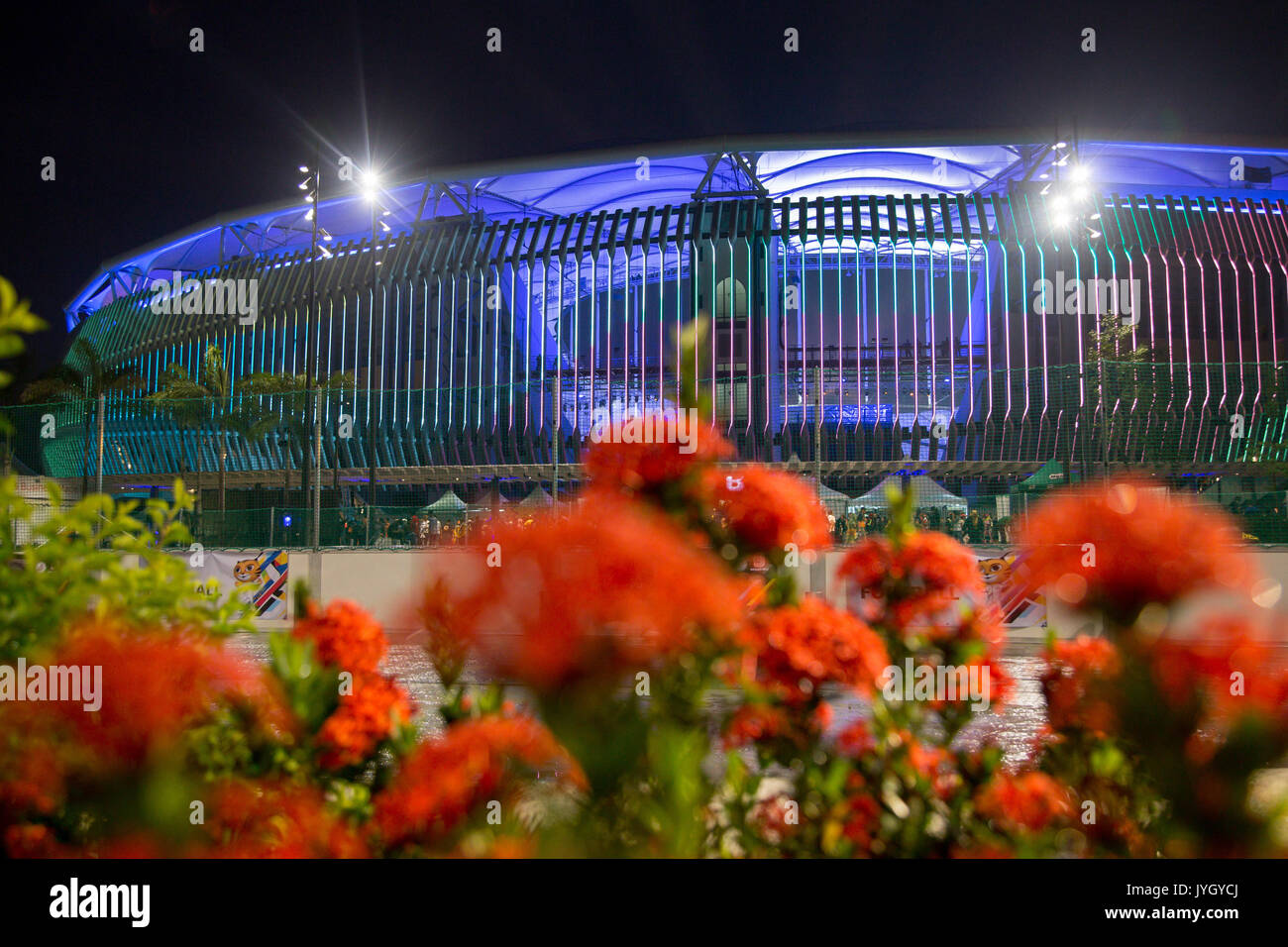 Kuala Lumpur, Malaysia. 19th August, 2017. Landscaping outside the national stadium hosting the opening ceremony of 29th SEA games. Credit: Calvin Chan/Alamy Live News Stock Photo