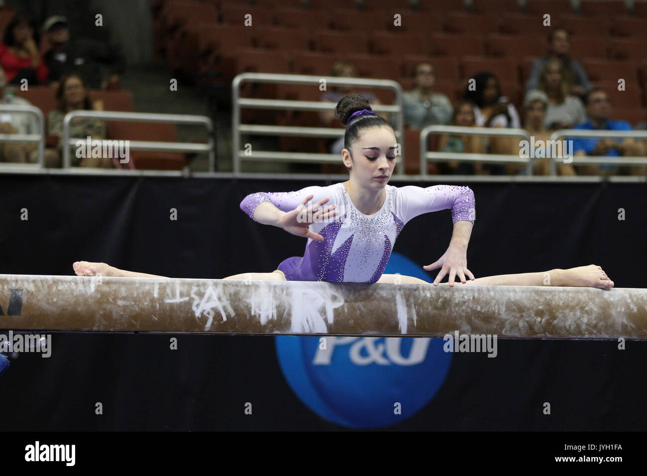 August 18, 2017: Gymnast Elena Arenas competes on the first day of the