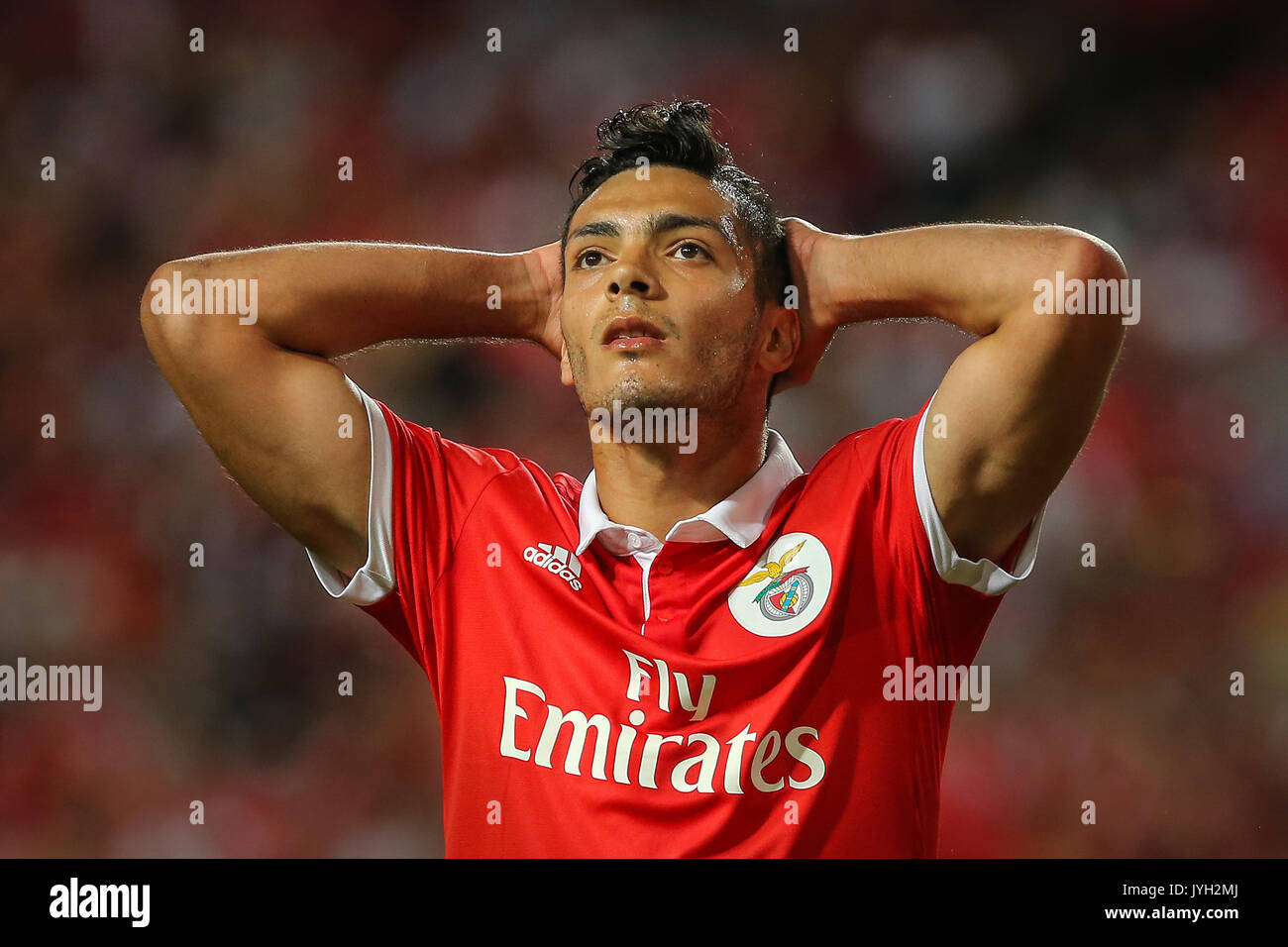 Lisbon, Portugal. 19th Aug, 2017. Benfica's forward Raul Jimenez from  Mexico during the Premier League 2017/18 match between SL Benfica v CF  Belenenses, at Luz Stadium in Lisbon on August 19, 2017.