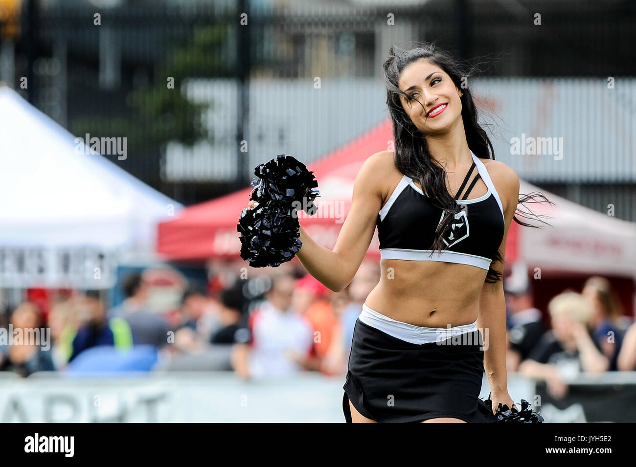Toronto, Canada. 19th Aug, 2017. Cheerleader on the field during Stock