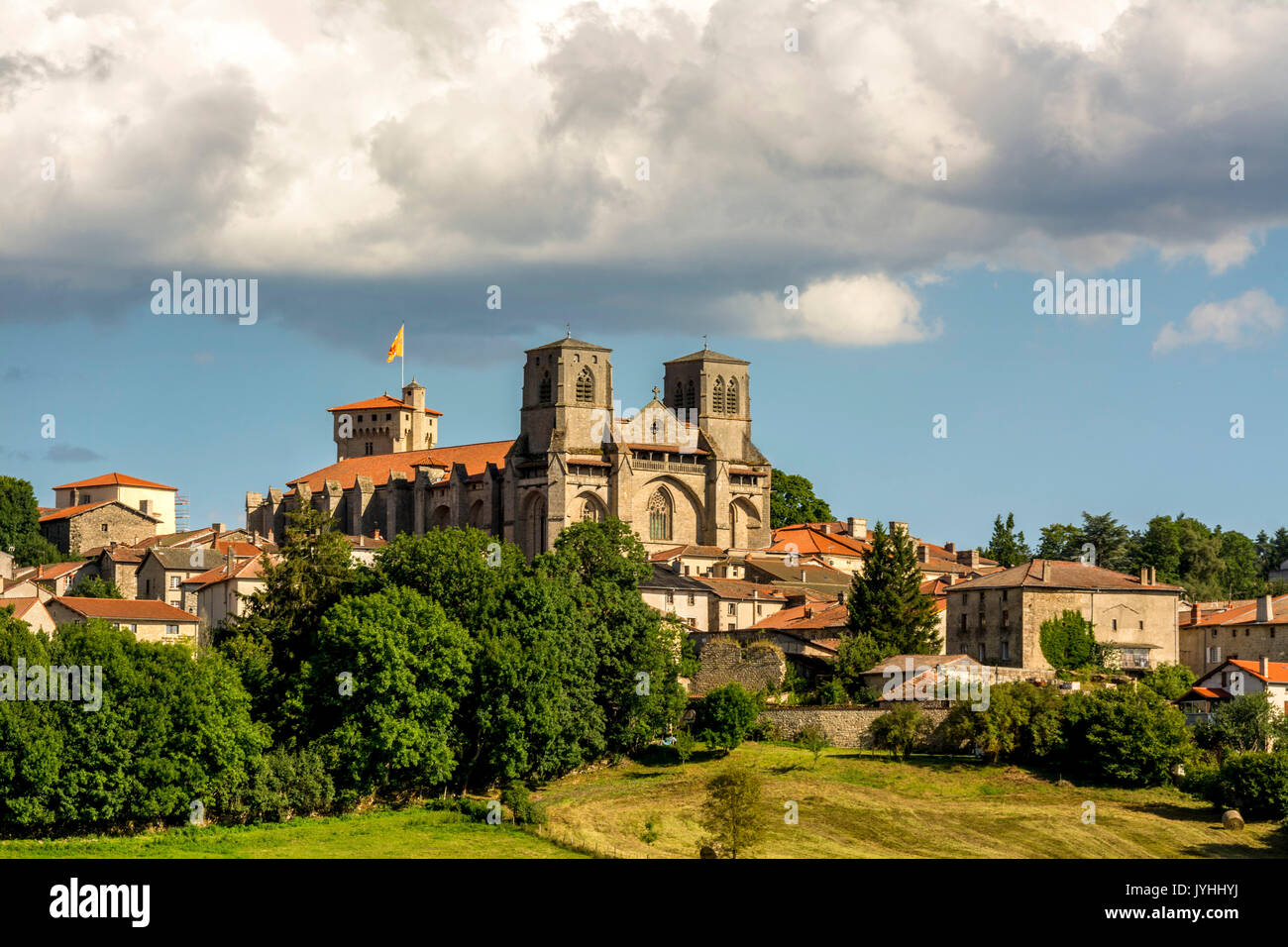 Abbey of La Chaise Dieu and its village, Haute Loire, Auvergne, France, Europe Stock Photo