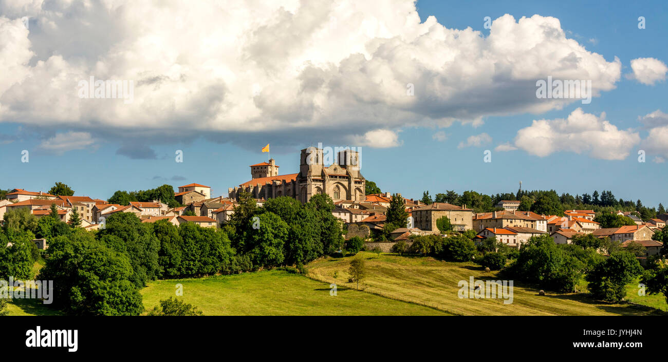 Abbey of La Chaise Dieu and its village, Haute Loire, Auvergne, France, Europe Stock Photo