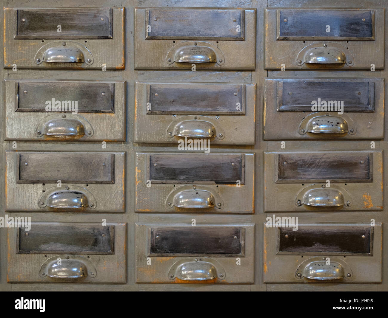 old library drawer closeup , vintage Stock Photo Alamy