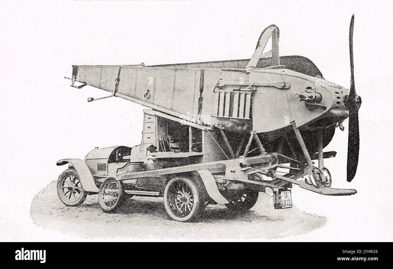 Car designed to carry aeroplanes, WW1 Stock Photo
