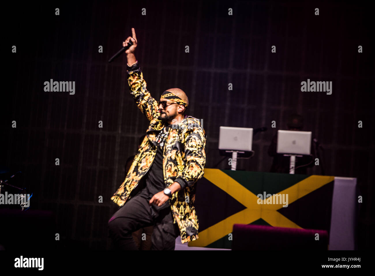 The jamaican rapper Sean Paul pictured on stage as he performs live at